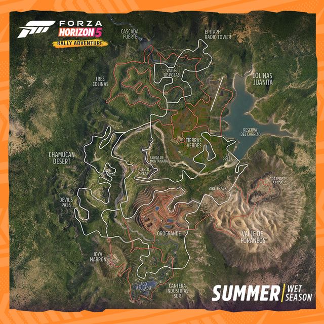 Forza Horizon 5 Rally Adventures ukazuje mapu 