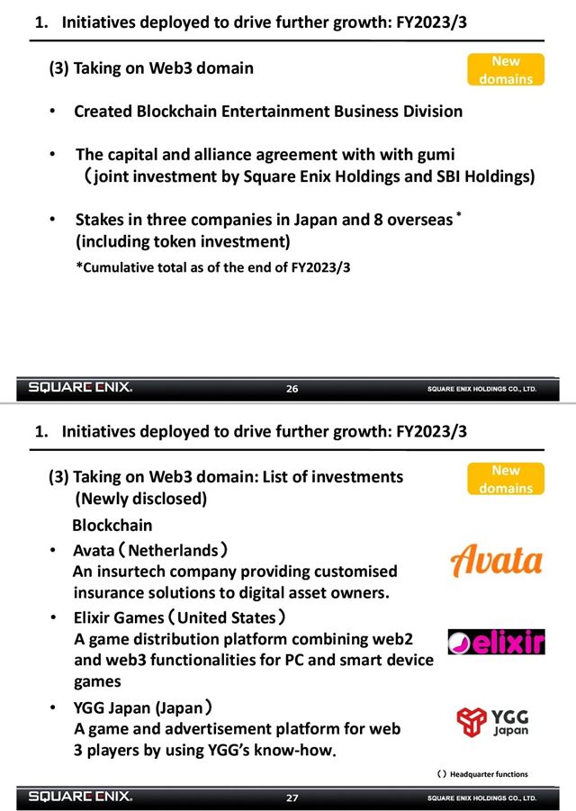 Square Enix tr�by a zisky klesli, ale m� ve�k� pl�ny s blockchainom, Web3 a NFT 