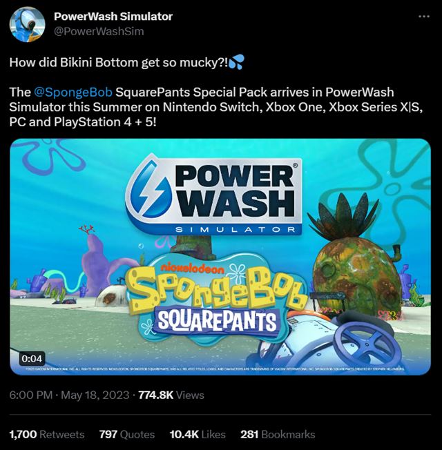 SpongeBob a PowerWash simultor spjaj sily proti usadeninm z malebnho Bikini Bottom  