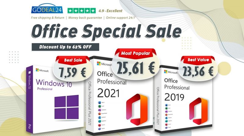 Získajte doživotný balík Microsoft Office za 25 € a Windows 10 za 7 € v špeciálnom výpredaji Godeal24