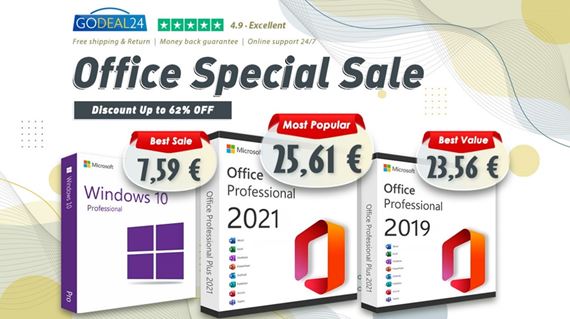 Zskajte doivotn balk Microsoft Office za 25  a Windows 10 za 7  v pecilnom vpredaji Godeal24