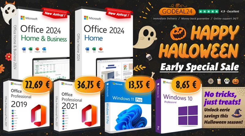 Zskajte doivotn Windows 11 Pro a Office 2021 u od 10  poas Halloweenskeho vpredaja Godeal24