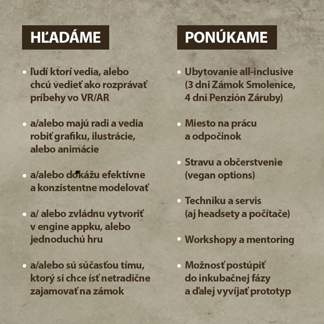 Vysk��ajte si tvorbu z�itkov pre virtu�lnu a roz��ren� realitu na Smolenickom z�mku� 