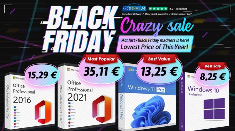 Doivotn Microsoft Office za 15  a Windows 11 za 10  Vetko v Black Friday vpredaji Godeal24!