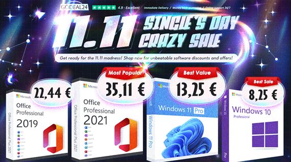 Nenechajte si ujs ponuky Godeal24 Single's Day: doivotn Windows 11 a Office 2021 od 10 