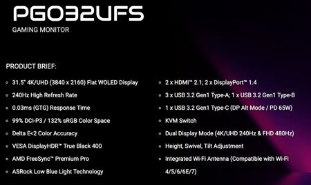 ASrock predstavil nov OLED monitory, pridva im Wi-Fi 7 antnu  