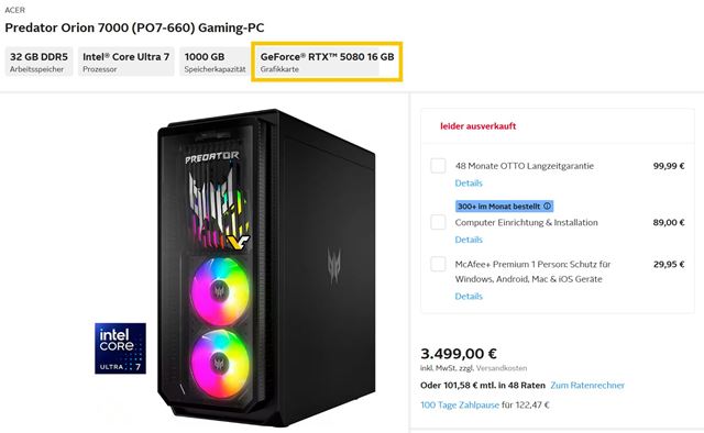 Desktopy od Aceru s RTX 5080 a RTX 5090 grafikami uk�zali aj ceny 