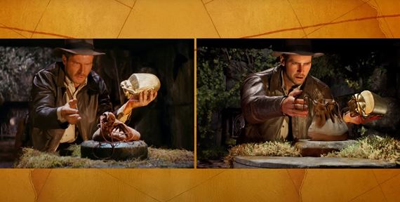 Porovnanie �vodnej Indiana Jones sc�ny v hre a vo filme
