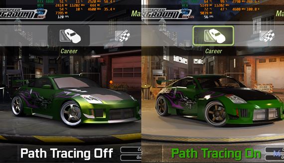 Ukážka NFS Underground 2 vylepšený cez RTX Remix