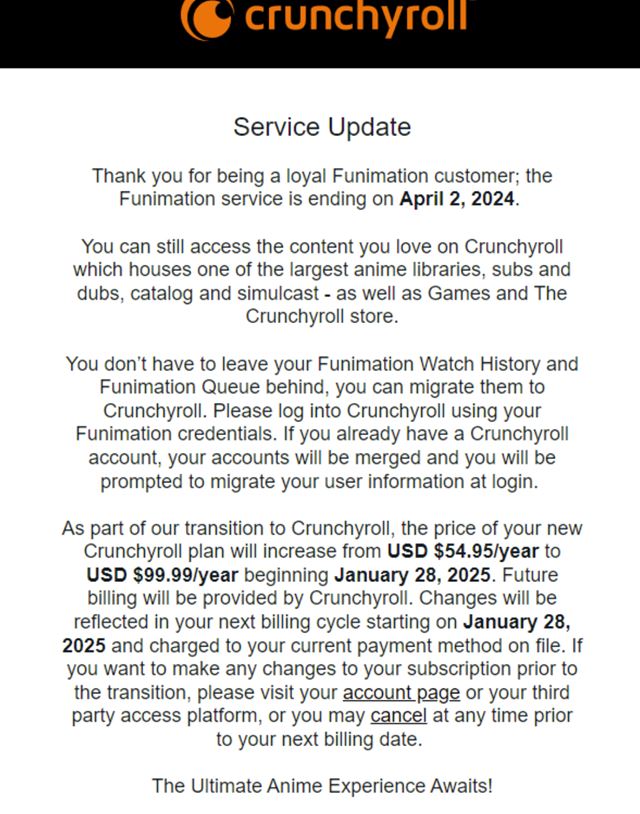 Sony ru�� Funimanition, zdv�ha cenu Crunchyroll predplatn�mu 