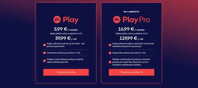 Cena EA Play sa dvha  