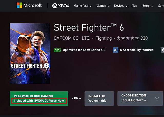 Microsoft prid�va do Store aj inform�ciu o tom, �i je hra v Geforce Now 