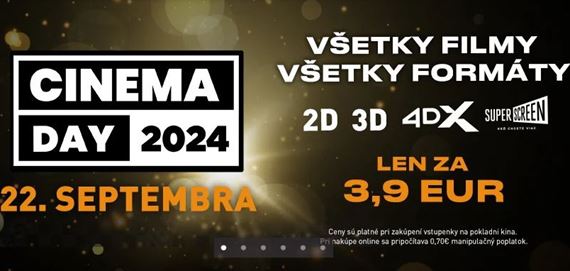 Milovnci filmov, pozor! Cinema Day v Cinema City je sp