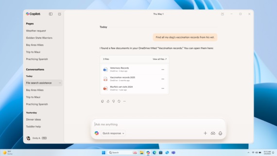 Copilot vo Windowse u me vytvra Office dokumenty akomunikova sGmailom