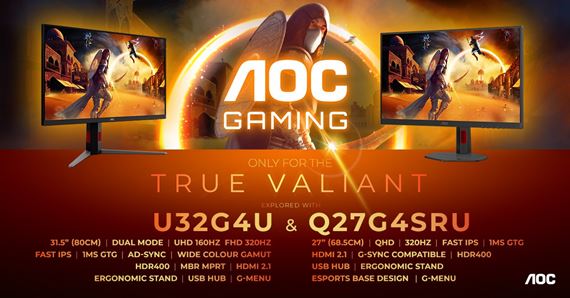 AGON by AOC prina dva nov hern monitory s frekvenciou 320 Hz