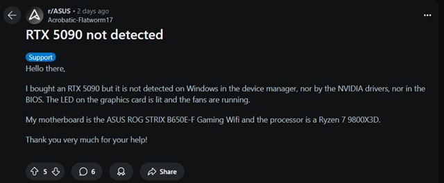 Objavuj sa prv problmy s RTX 5090 kartami 