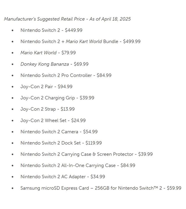 Nintendo nezmen cenu Switchu 2 v USA, ale prsluenstvo pjde hore 