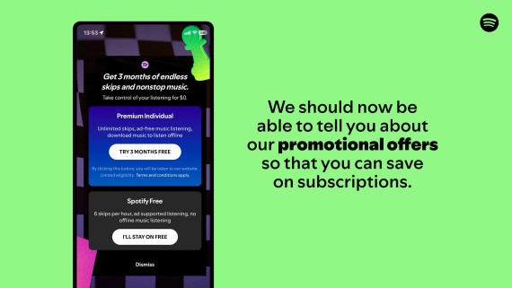 Spotify ako prv upravuje aplikciu na iOS so zobrazenm ponuky mimo Apple store