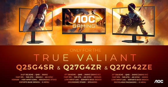 AOC roziruje G4/G42 sriu o nov QHD monitory s frekvenciou a 300 Hz