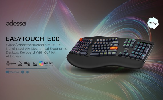 Adesso predstavuje ergonomickú mechanickú klávesnicu EasyTouch 1500 s AI funkciami