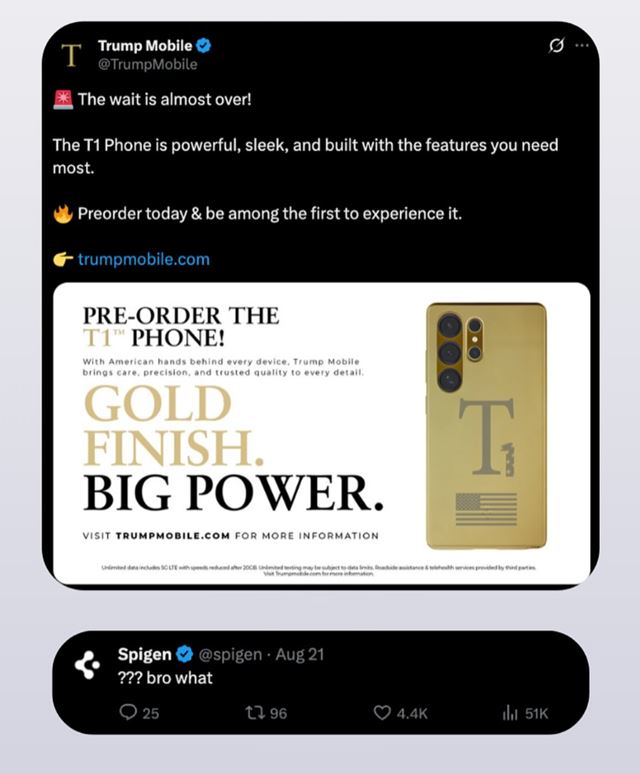 Trump Phone teraz vyzer ako Samsungs Galaxy S25 Ultra so Spigen obalom 