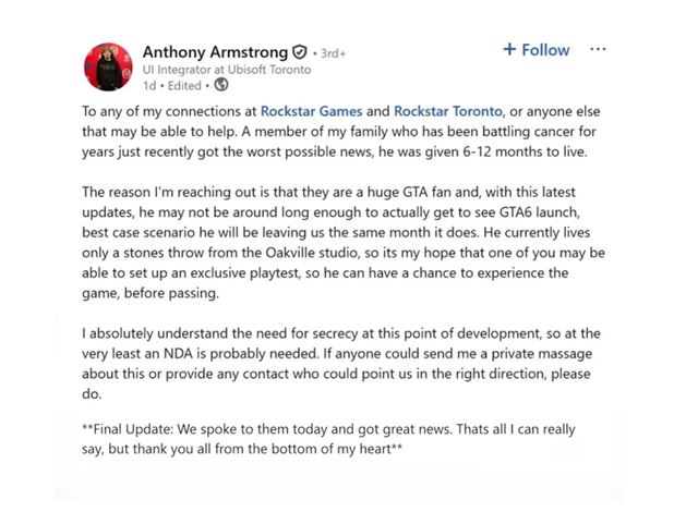 Smrte�ne chor� fan��ik si mo�no zahr� GTA VI sk�r 