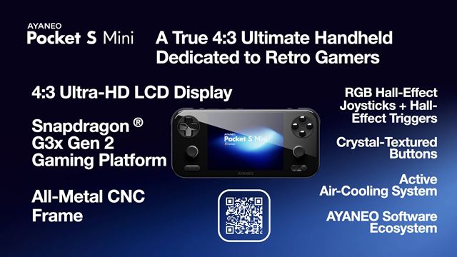 AYANEO Pocket S Mini retro handheld so 4.3'' displejom a Snapdragon procesorom 