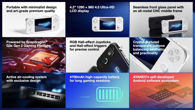 AYANEO Pocket S Mini retro handheld so 4.3'' displejom a Snapdragon procesorom 