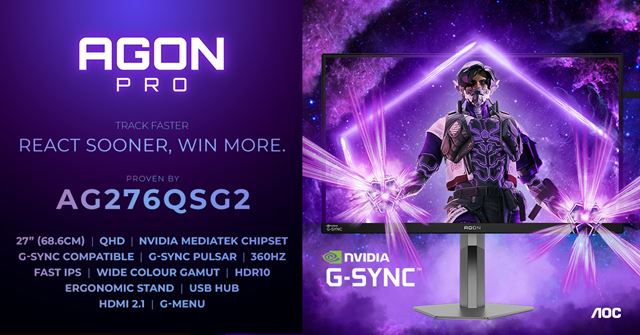 AGON PRO AG276QSG2 monitor prin�a G-SYNC Pulsar do esportov�ch monitorov 