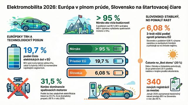 Podiel elektromobilov v Európe a na Slovensku stúpa 