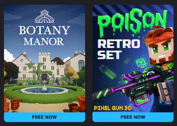 Epic rozd�va zadarmo Botany Manor a Poison Set Hero bal�k pre Pixel Gun 3D