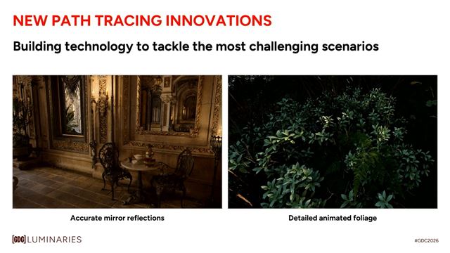 NVIDIA na GDC 2026 uk�zala nov� technol�gie pre path tracing v hr�ch, pridala RTX Mega Geometry,  ReSTIR,  PT RTX Kit a Unreal Engine 5 