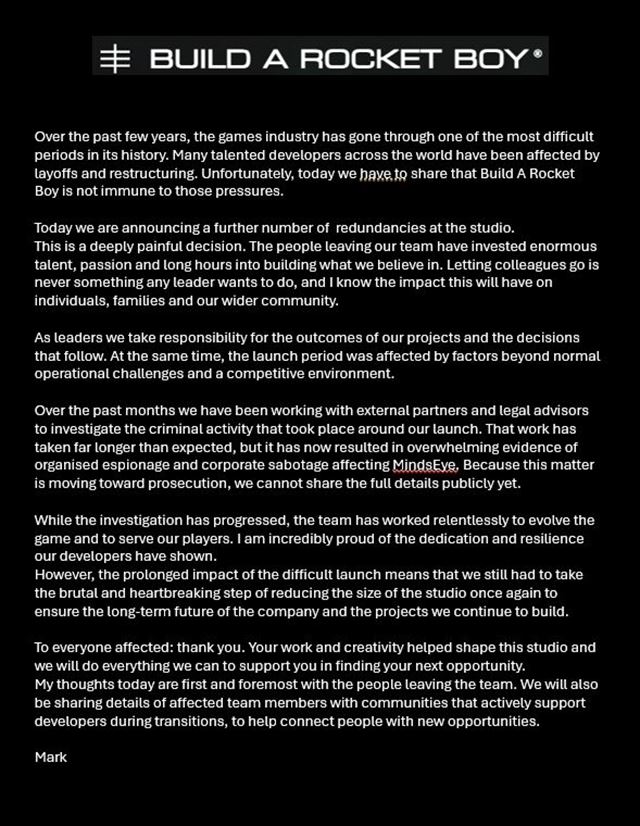 MindsEye v�voj�r znovu prep���a, ��f to zva�uje na �pion� a sabot� 