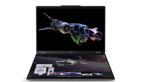 Lenovo uk�zalo koncept 3D notebooku s dvomi displejmi a aj AI asistenta v podobe retro hod�n