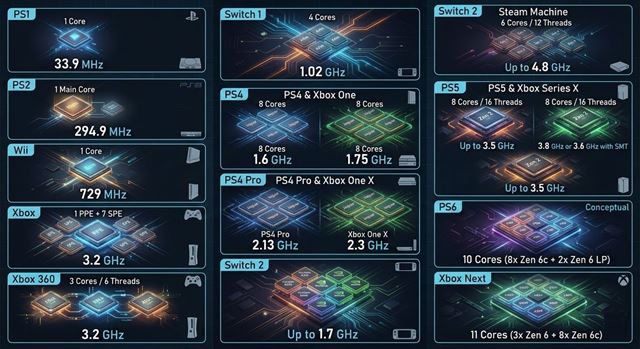 Ako r�stol v�kon hern�ch konzol - od PS1 a prv�ho Xboxu po PS6 a Xbox Next 