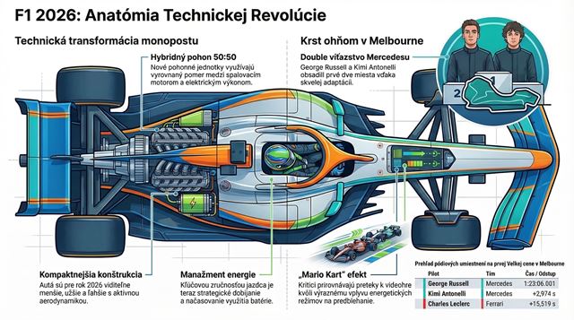Veľká cena Austrálie otvorila novú éru F1 s väčším dôrazom na elektrický pohon, prvú výhru si pripísal George Russell 