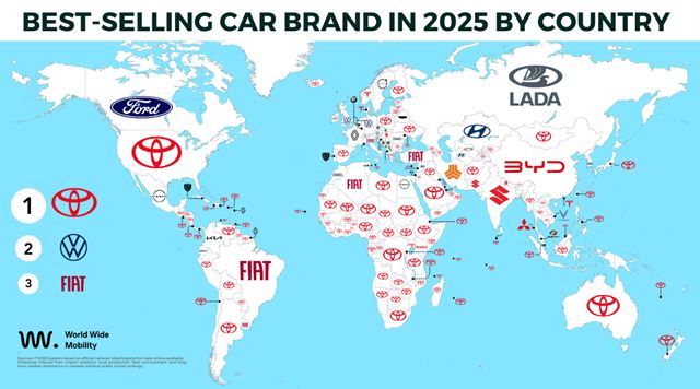 Najlepšie predávané autá v jednotlivých krajinách za rok 2025 