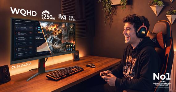 AOC prináša 34-palcové ultrawide monitory so 180 Hz a 250 Hz refreshom