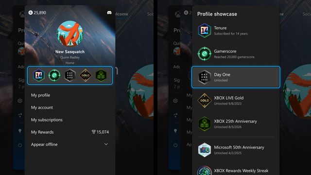 XBOX dost�va viac �prav domovskej obrazovky, spr�vu ulo�en�ch poz�ci� a nov� profilov� odznaky 