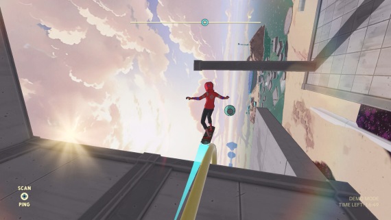 Skygate Zero naskočí na dosku a na nej prebáda pozostatky sveta