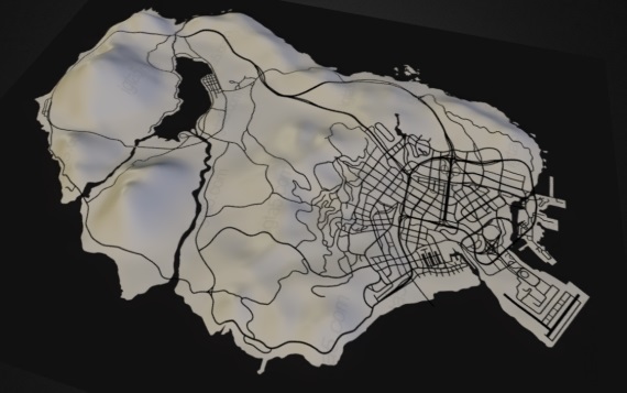 3D mapa prostredia z GTA 5  