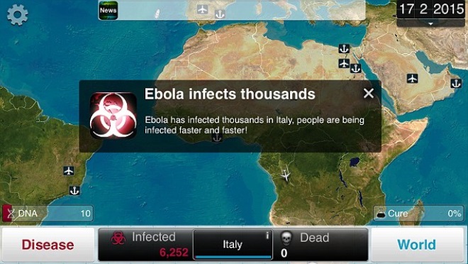 Vaka ebole vzrstol zujem o hru Plague Inc 