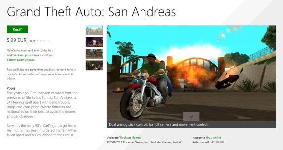 GTA San Andreas je aj na Windows 8 store