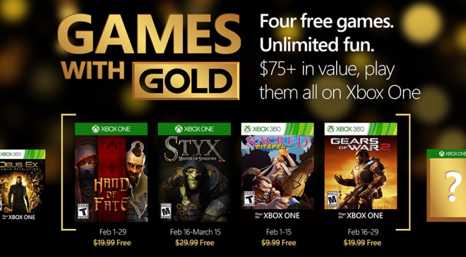 Games With Gold pre Xbox One a Xbox 360 na februr ohlsen