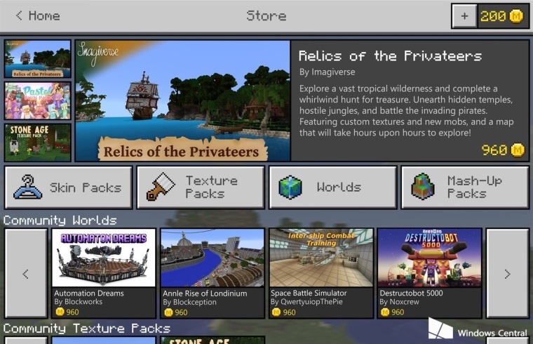 Microsoft predstavil Minecraft Store, tvorcovia v om mu predva skiny a mapy