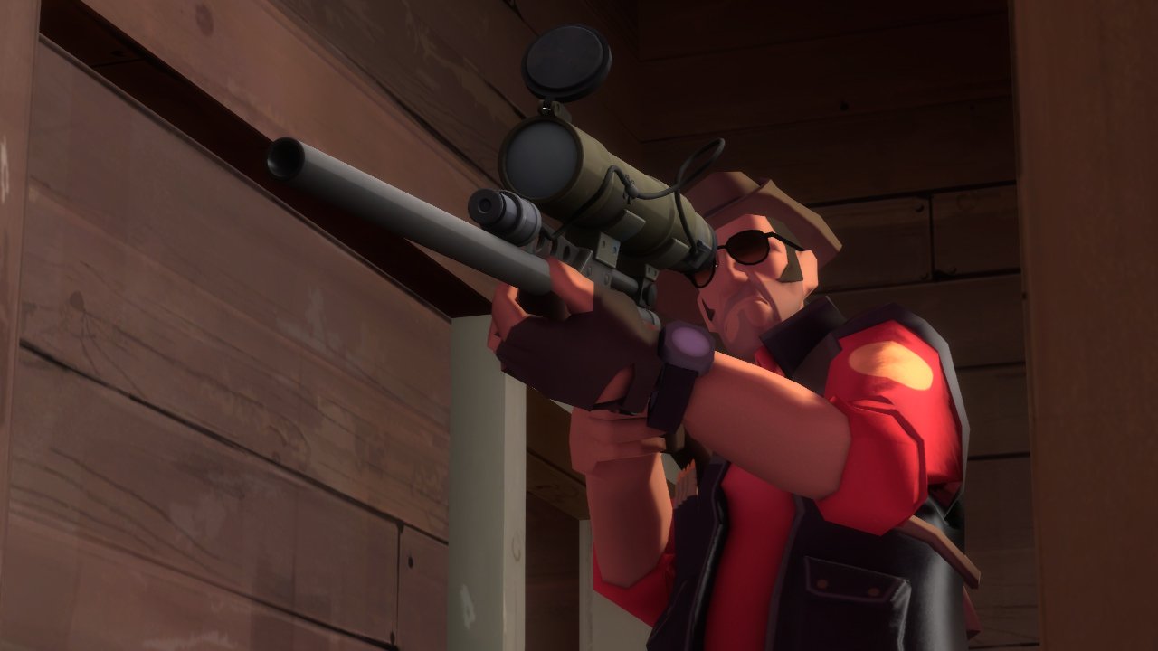 Team Fortress II Sniper so svojou presnou muškou.