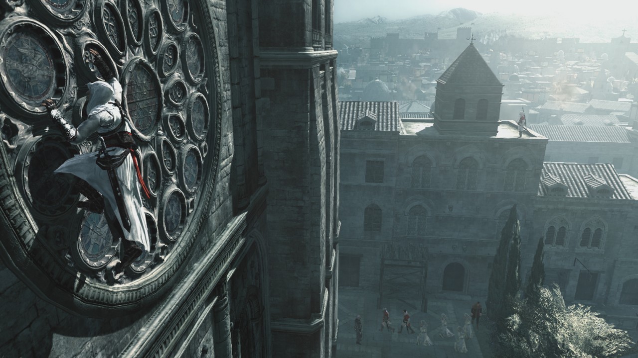 Assassin's Creed Vyliezť sa dá na každú budovu, stačí hľadať len výstupky na stenách.