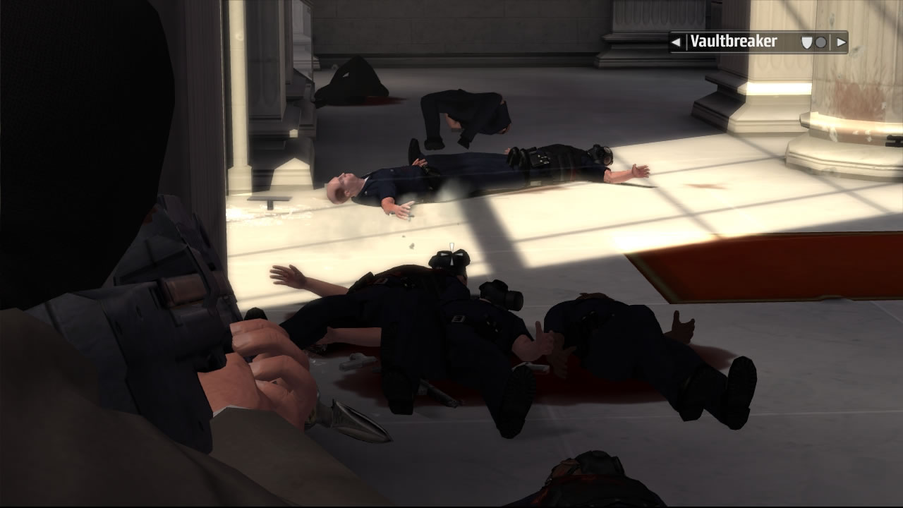 Kane & Lynch: Dead Men Poobedn siesta ochranky v banke.