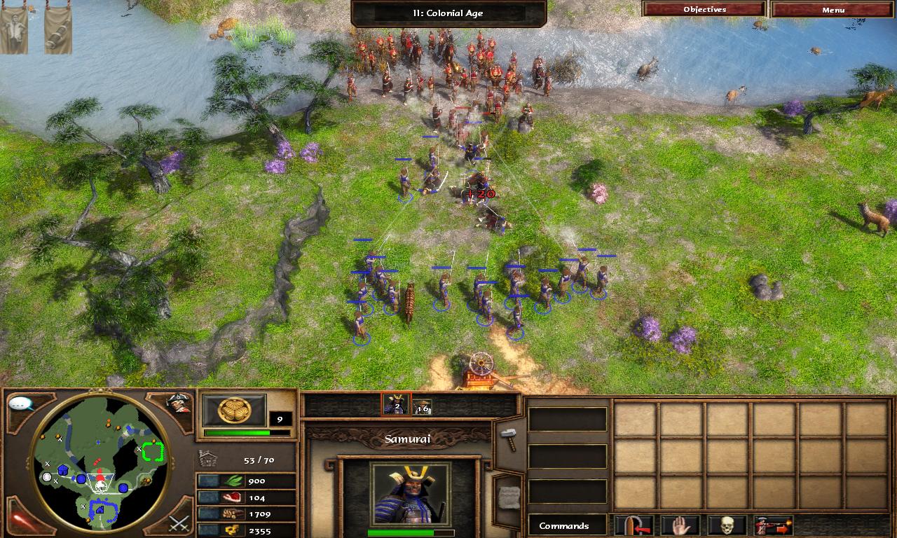 Age of Empires III: The Asian Dynasties V bojoch  obvykle vystate s niekokmi desiatkami jednotiek.