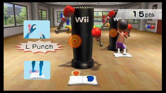 Wii Fit Koordinácia pohybu nôh a rúk počas boxeristického tréningu.